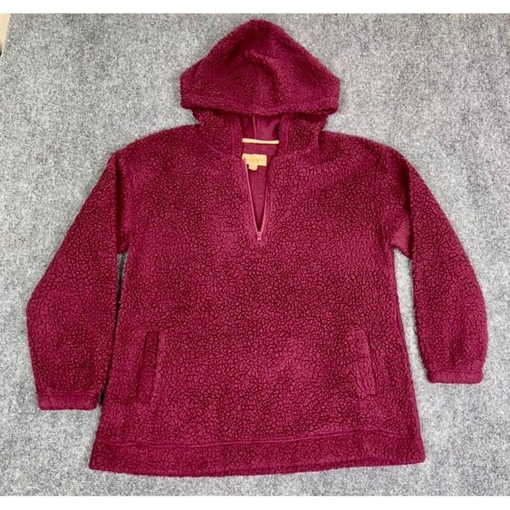 Koolaburra by UGG Women's Brushed Back Sherpa Hoodie Pullover RED WINE Large